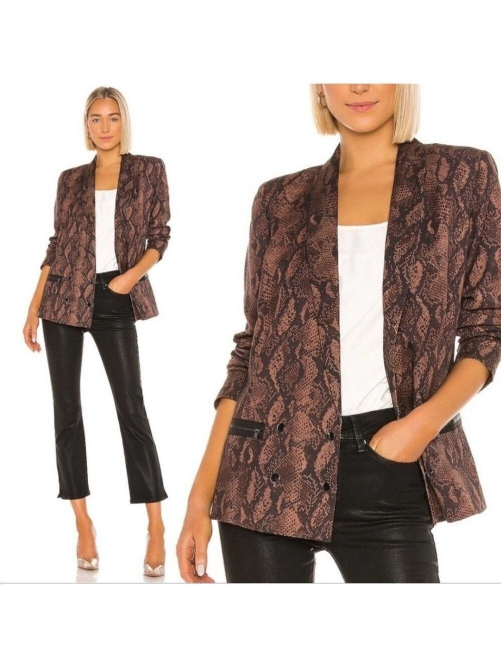 Paige Karissa Brown Snake Print Blazer, size M